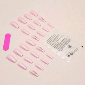 24-pcs long coffin French letter nails